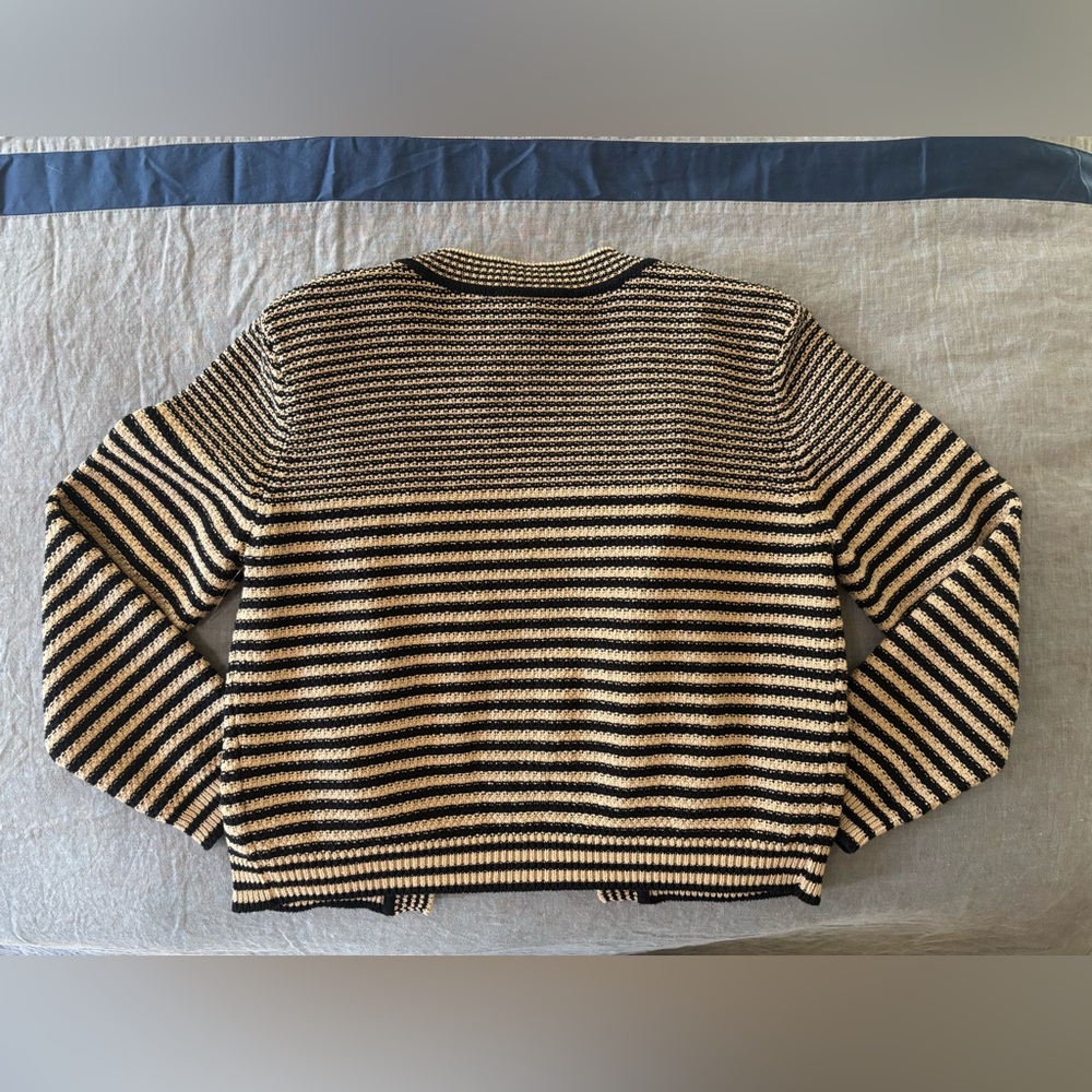 Frame Compact Stripe Black and Brown Knit Cardigan - Picture 2 of 4